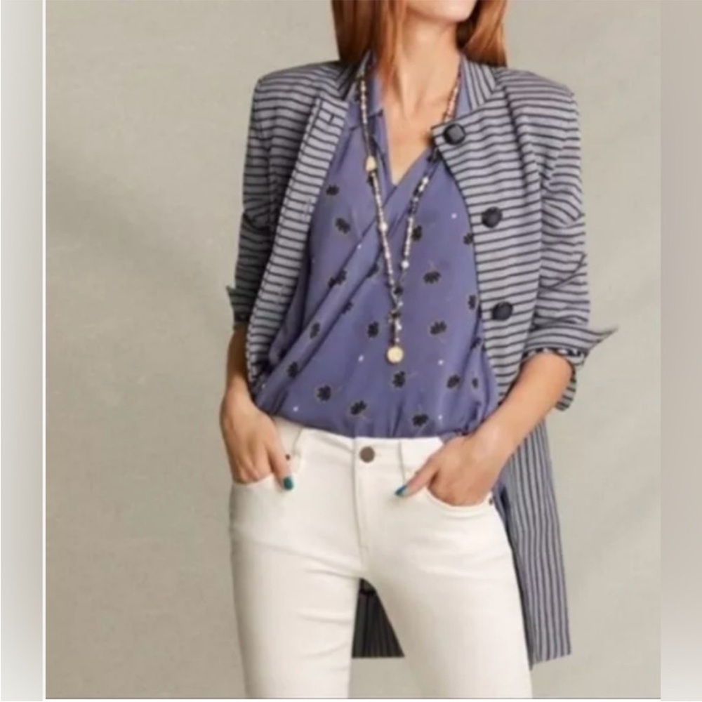 CAbi Striped Car Coat Long Blazer Jacket